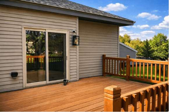 Professional Cedar Deck Construction with Elevated Entertaining Area