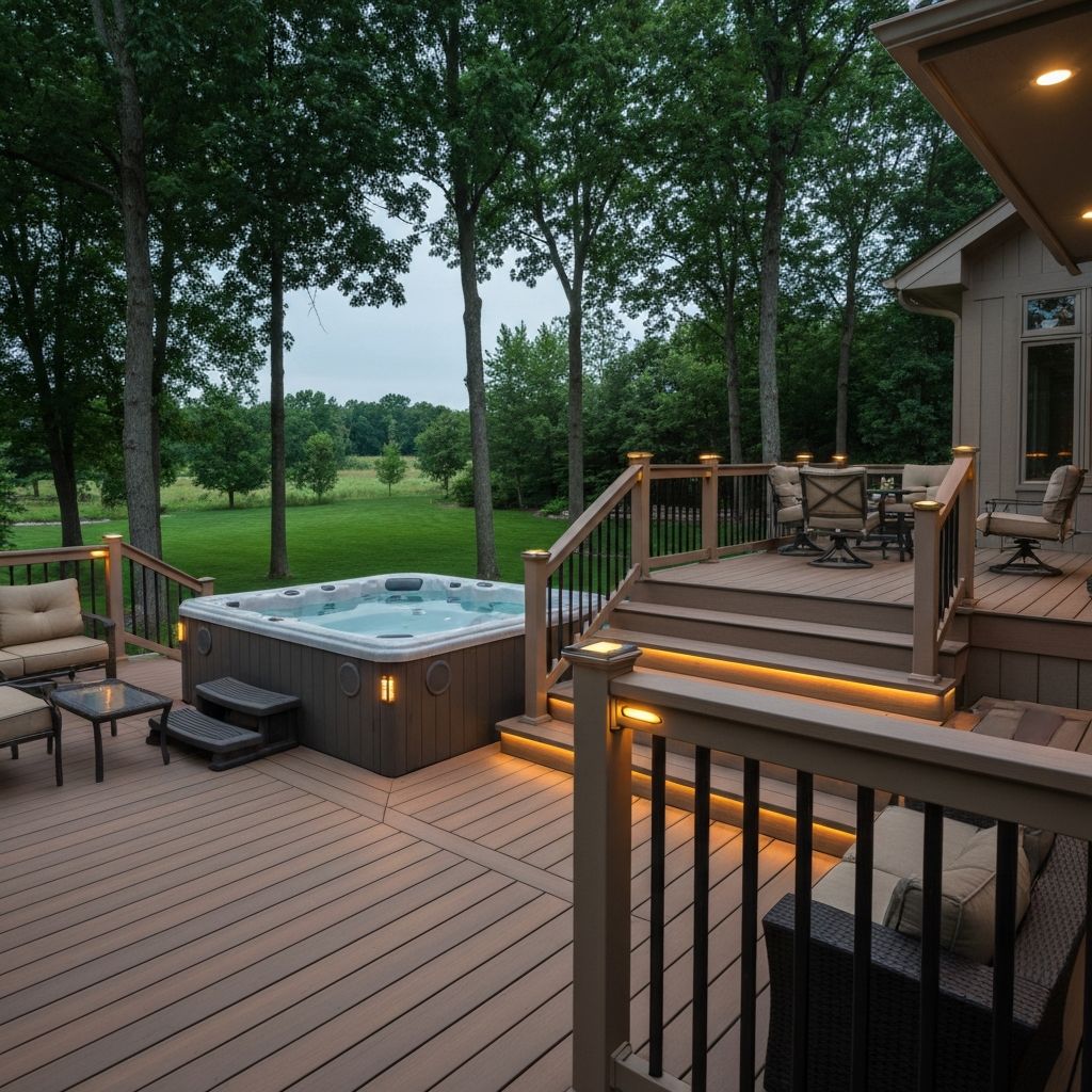 Renovated deck with new railings