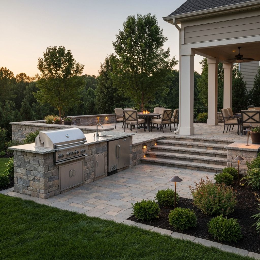 Tropical resort-style patio entrance